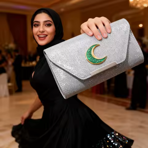 Fashionable Star And Moon Evening Party Handbag for Muslim Banquet Formal Dress - Decorative Shoulder Bag