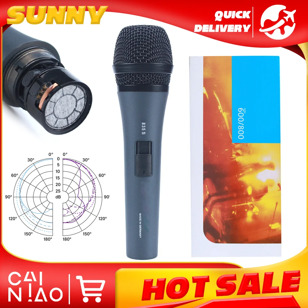 E835S e 835-S Pro Audio Cardioid Dynamic Vocal Microphone التعامل مع مفتاح تشغيل/إيقاف #1