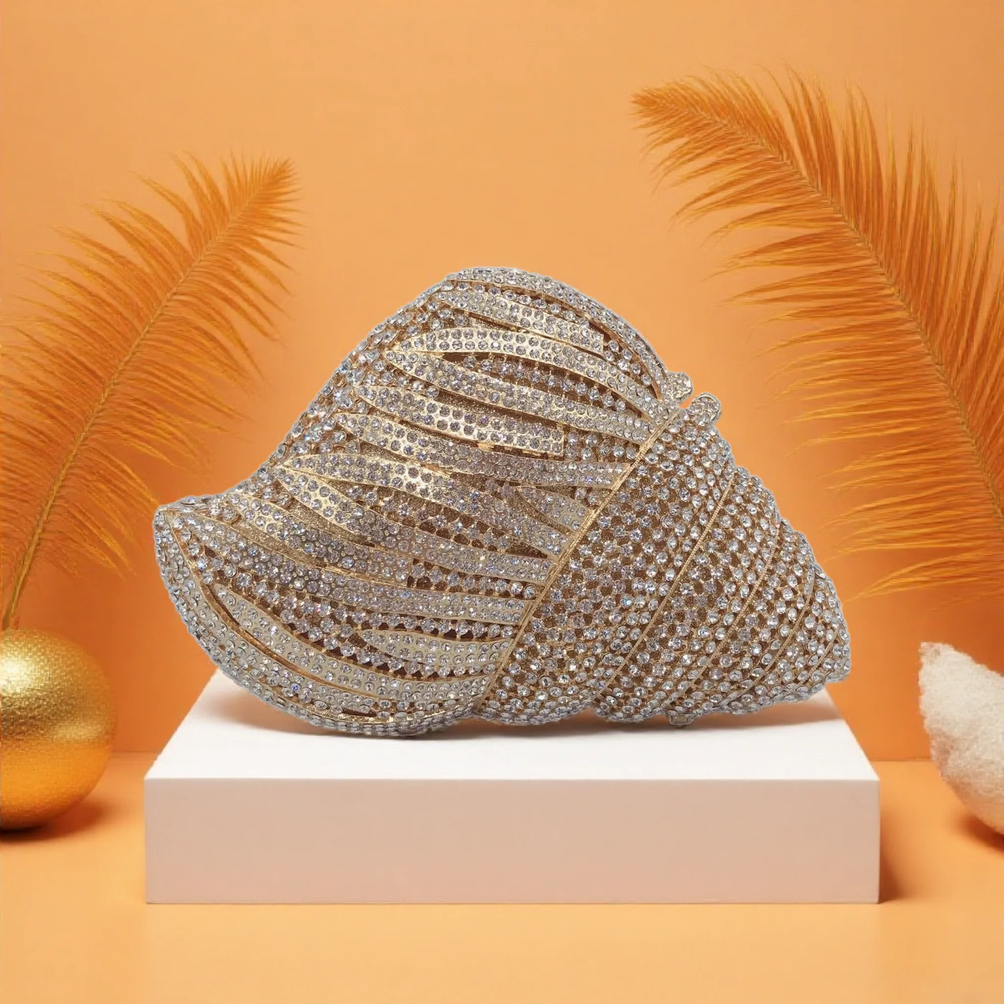 

Вечерняя сумка-клатч Conch Diamond в форме ракушки, полностью инкрустированная бриллиантами, для банкетов, женское вечернее платье, роскошные дизайнерские сумочки