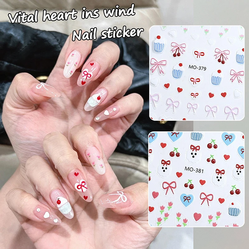 Cute Bow Love Nail Sticker Sweet Nail Styling Stereoscopic Relief For Girl Nail Decal Nail Art Salon Nail Art Enthusiasts