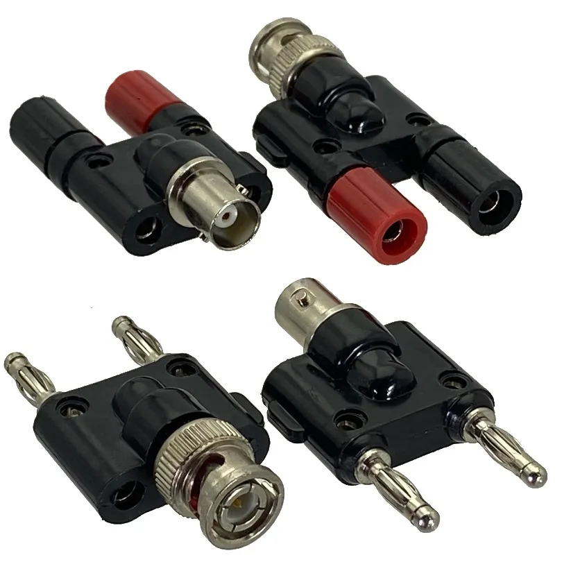 BNC Male To Dual 4mm Banana Socket Binding Post Adapter Connector 2pcs
