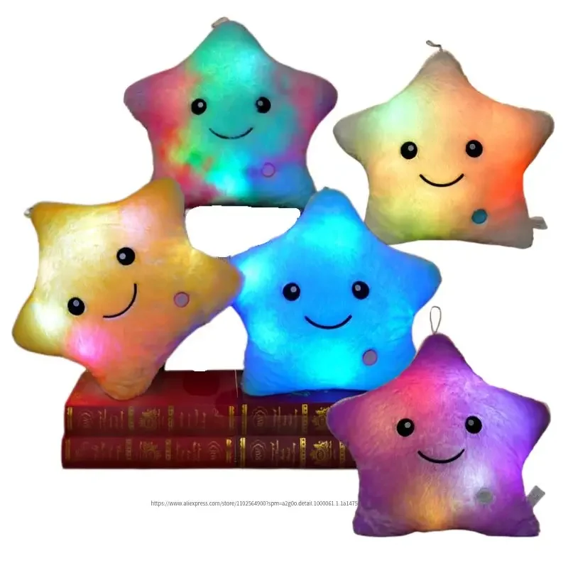 Cute Led Light Plush Toy Star Pillow Luminous Star Throw Pillow With Colorful Light Kids Toy Home Decor Birthday Christmas Gift