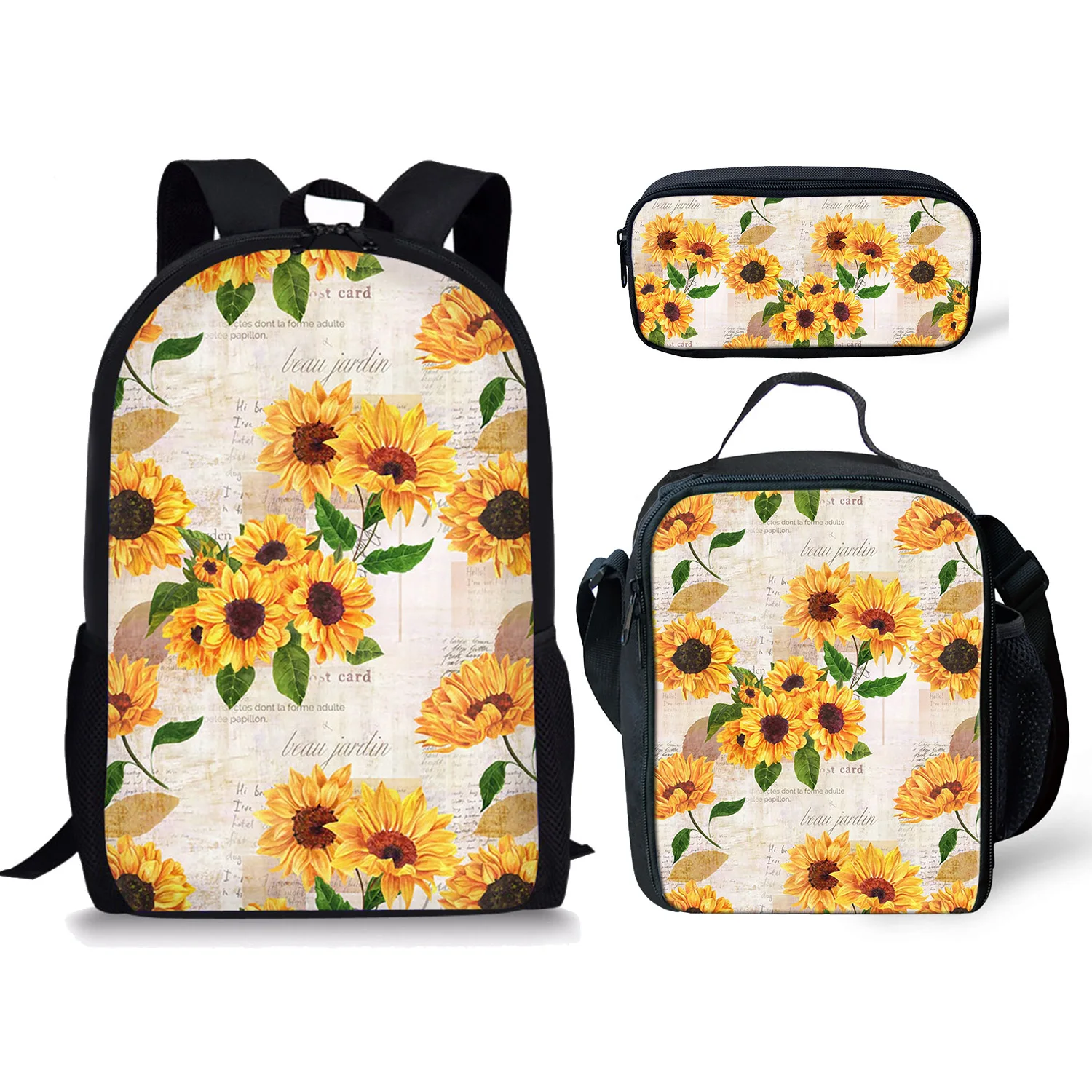 

Harajuku Novelty Cool Sunflower 3D Print 3pcs/Set pupil School Bags Laptop Daypack Backpack Lunch bag Pencil Case