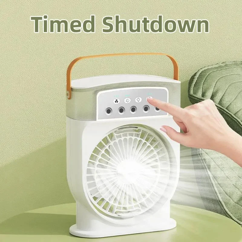 Five-hole Spray Fan Humidification Refrigeration Spray Fan Mini Electric Fan with Night Light USB Rechargeable Desktop Fan