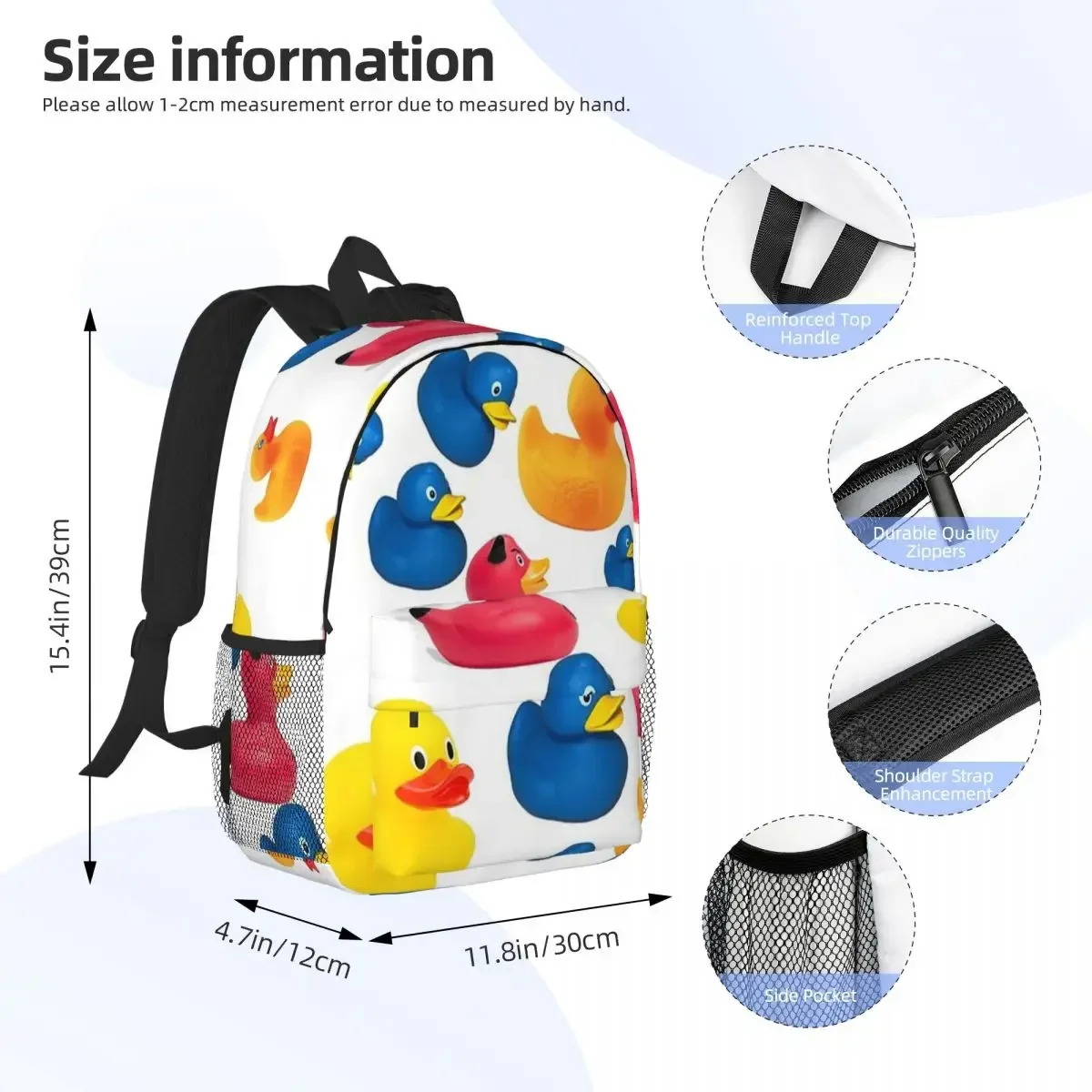 Colorful Rubber Duck Pattern Backpacks Teenager Bookbag Casual Children School Bags Laptop Rucksack Shoulder Bag Large Capacity