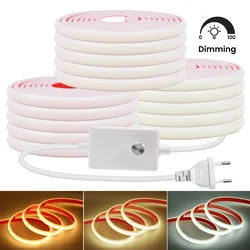 220V 240V COB LED Strip Neon Light RA90 High Bright 288LEDs/m Flexible Waterproof LED Tape Dimmable For Bedroom Kitchen Lighting