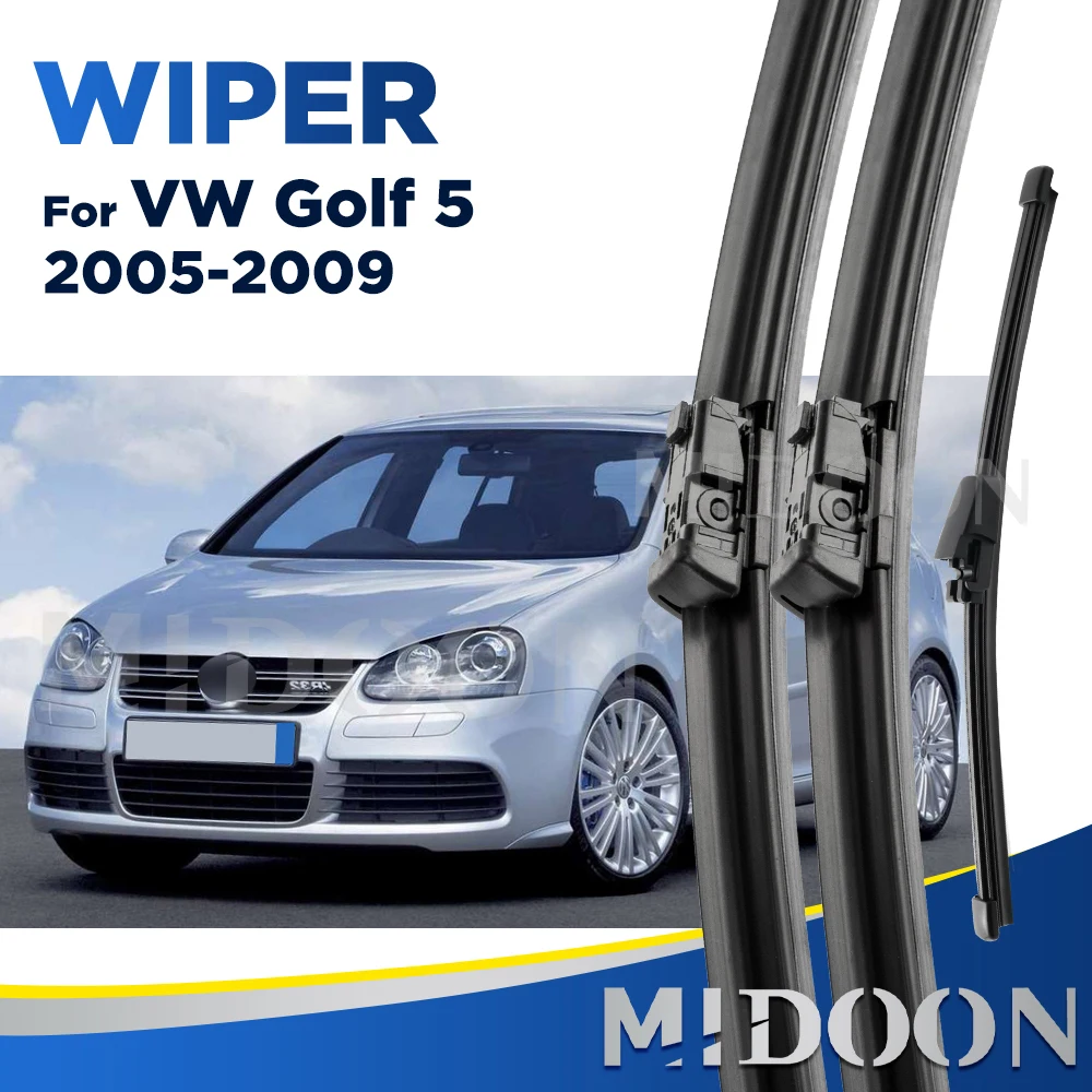 

MIDOON Wiper LHD RHD Front Rear Wiper Blades Set For VW Golf 5 2005-2009 Windshield Windscreen Front Rear Window 24"+19"+13"