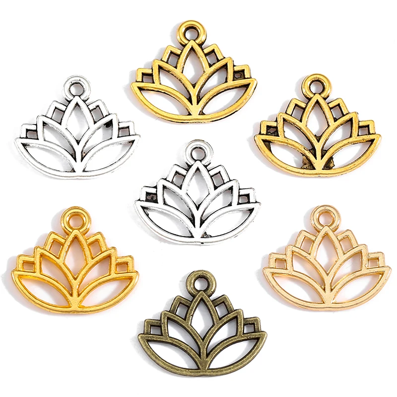 30 قطع 5 اللون العتيقة الفضة اللون مجوهرات DIY زهرة سحر قلادة قلادة، القرط سوار 14*16 ملليمتر Q1136 #1