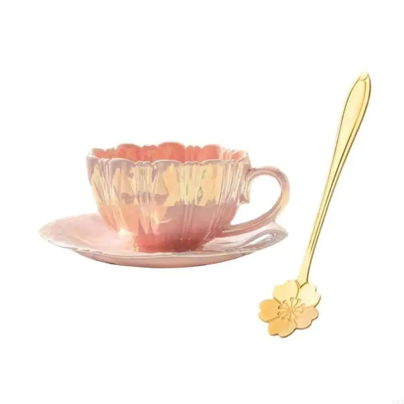 Innovative Flower Marked Cup Ceramic Unique Drinkware Petals Ceramic Coffee Cup Suitable for Home Office Coffee Shops X3UC