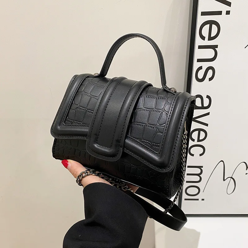 2024 New Fashion Texture Girl's Small Square Bag Trendy One Shoulder Crossbody Bag Solid Simple Women's Handbags Messenger Bag