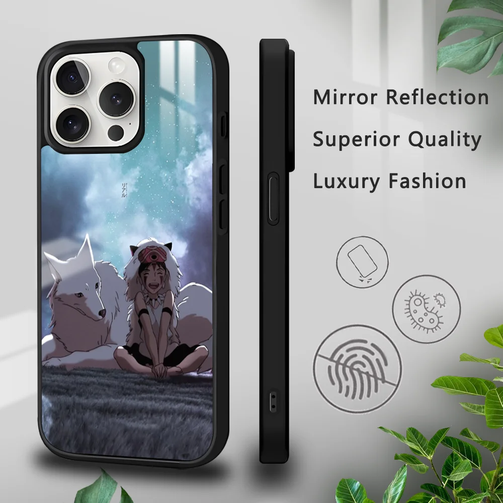 Anime P-Princess M-Mononoke Phone Case For iPhone 16 15 14 13 12 11 Pro Xs Max Mini Plus Celulares Hard Funda