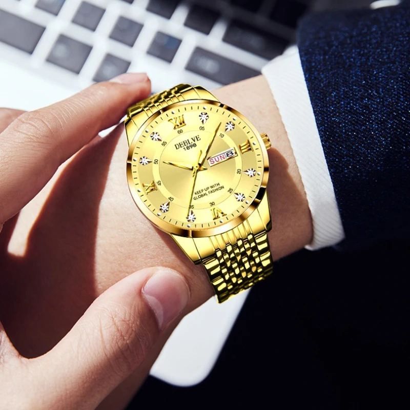 Men's Solid Strap Dual Calendar Watch, Night Light Fashion Quartz Watch, Unisex Timepiece, Elegant Design, Perfect Gift