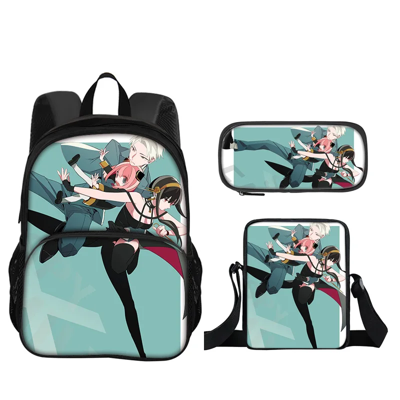 SPY×FAMILY  Round Front Bag Backpack Pen Bag Shoulder Bag 3Pcs Set Versatile Cartoon Boy and Girl School Birthday Best Gift