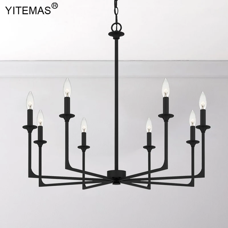 

American Country Black Chandelier 3/5/8/9 Lights Corridor Hallway Staircase Bedroom Silver Chandeliers Foyer Living Dining Room