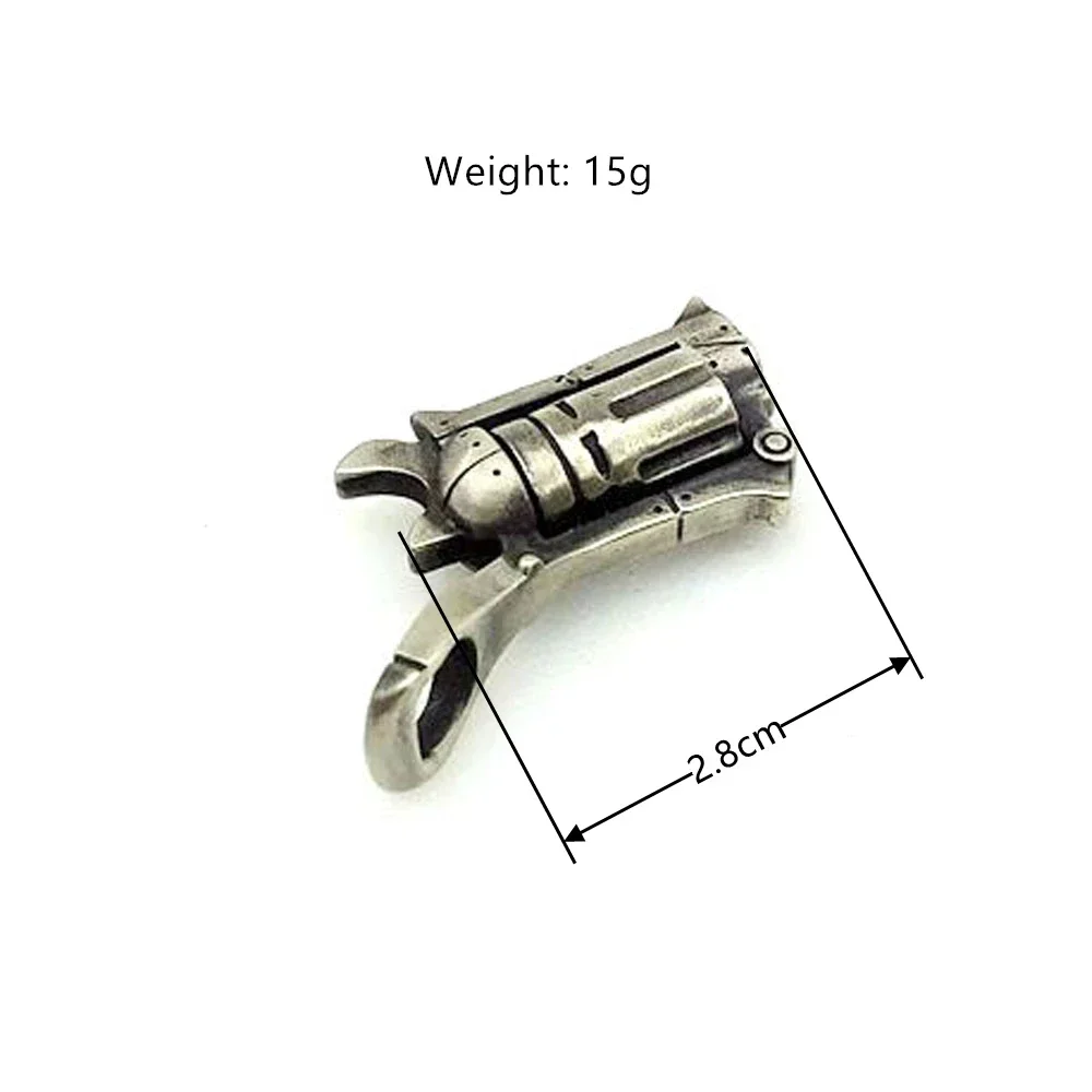 EDC DIY Pendant White Brass Key Ring Mini Revolver Model Man Keychain Outdoor Tool Accessories