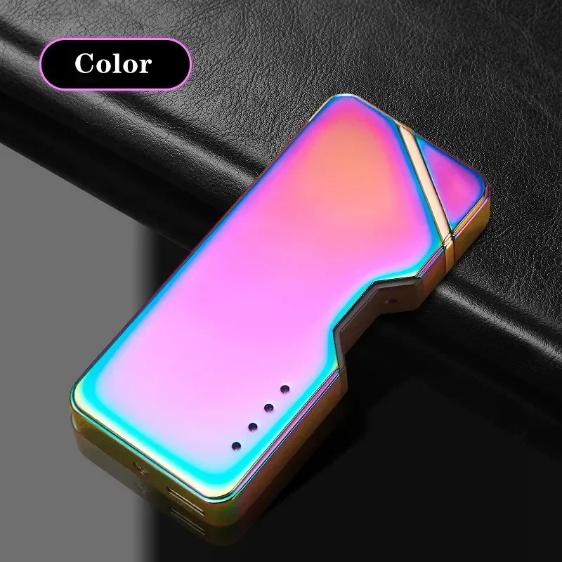 Laser Induction Electric Double Arc USB Lighter Outdoor Windproof Metal Pulse Plasma Lighter LED Power Display Men\'s Gift