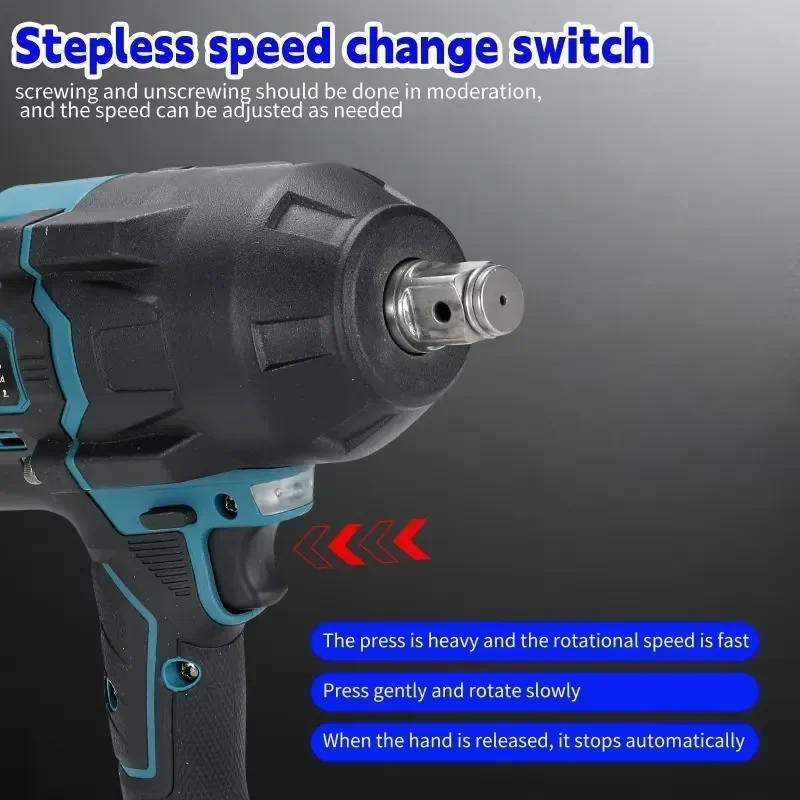 Heimerdinger 1600N cordless Brushless Impact Wrench LB268, Cordless Power Tool with LED Light, 3-Speed, High Torque, No view 3