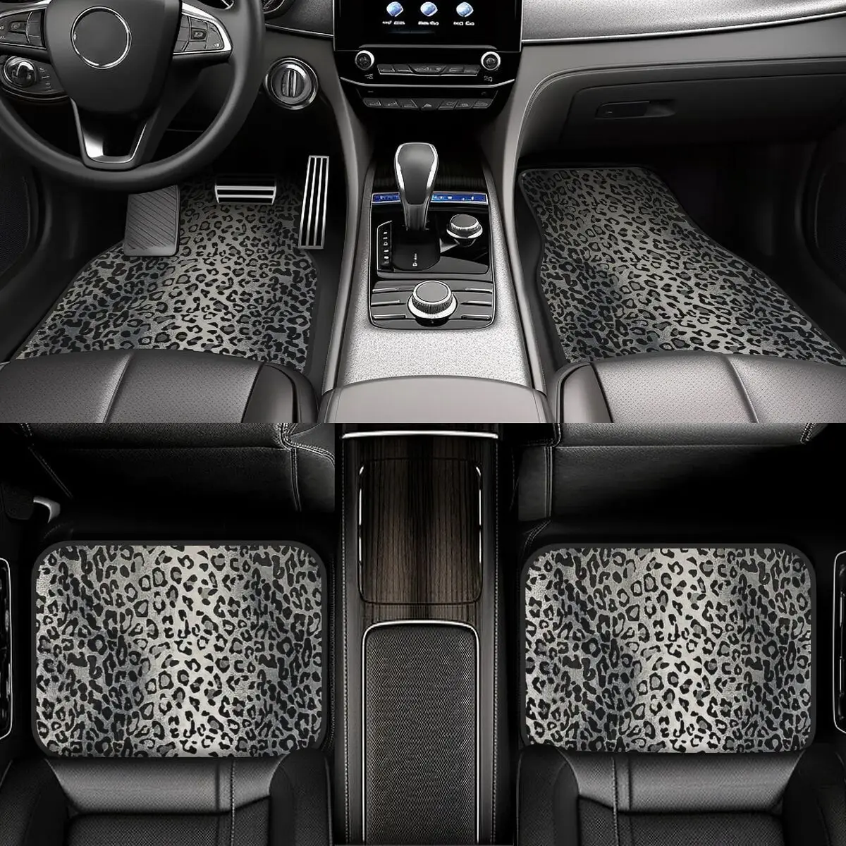 4pcs Universal Leopard Car Mats Full Set - Elevate Car'S Aesthetics Car Rug with Protection Premium Car Accessories