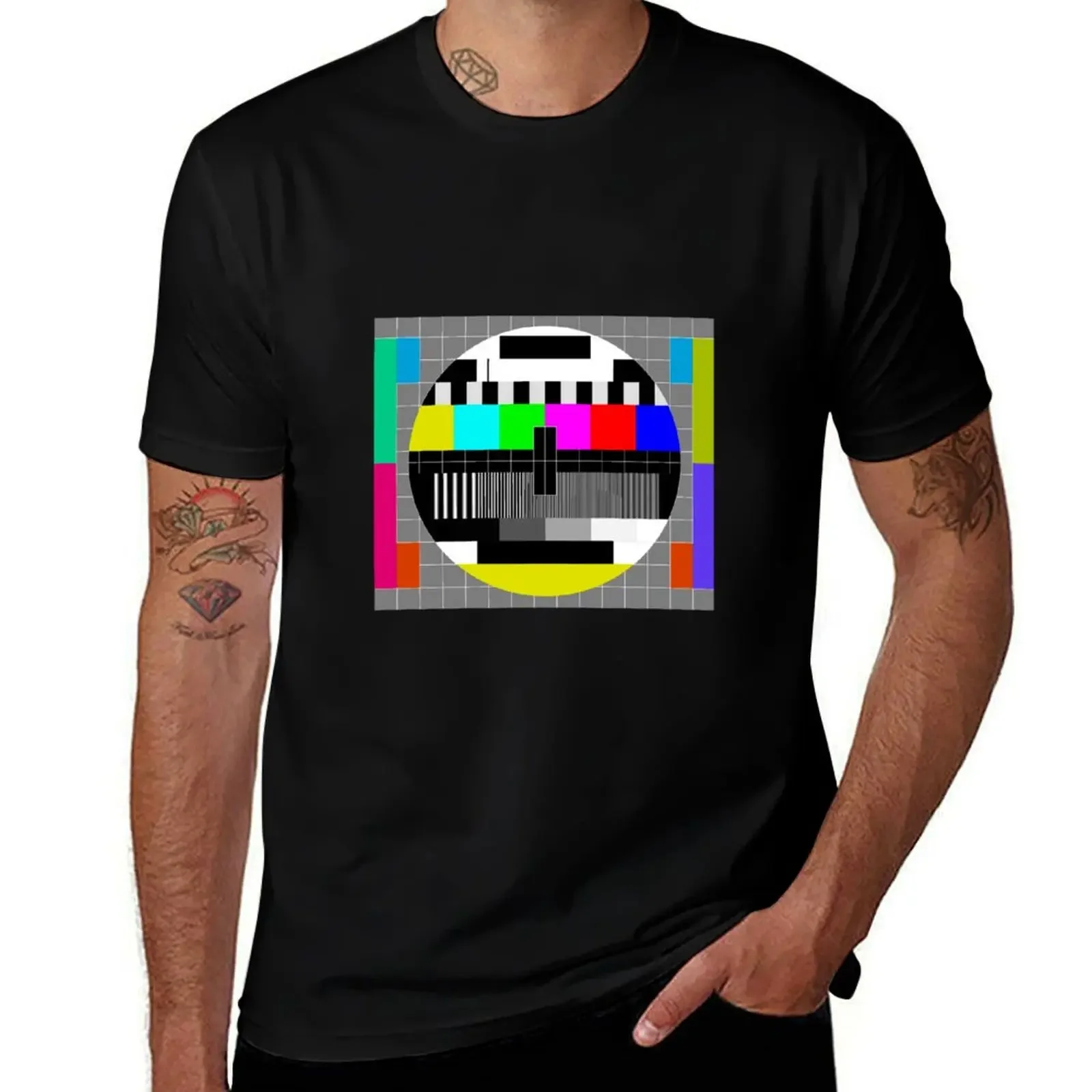 TV test pattern Pop Art T-Shirt vintage graphic tee blacks men t shirt