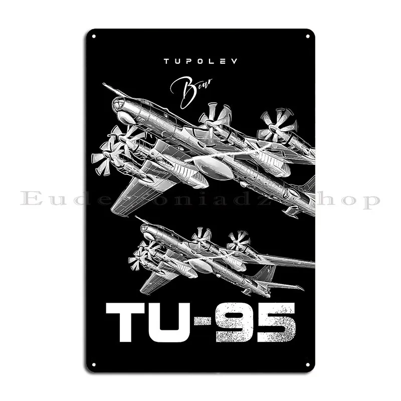 Tupolev Tu 95 Heavy Russian Bomber Aircraft Metal Sign Bar Wall Mural Club Create Printing Tin Sign Poster