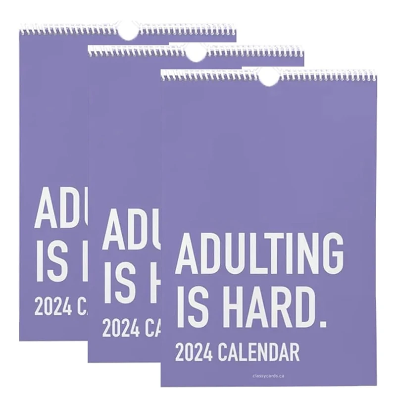 

3PCS Adulting Is Hard 2024 Calendar, 2024 Monthly Inspirational Wall Calendar For Adults, Planners For Office Calender Durable