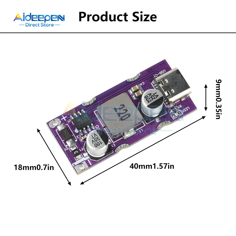 Módulo de carregamento rápido PD63W Tipo-C Interface USB suporta PD3.1 QC2.0/3.0/3.0 FCP/SCP/HVSCP AFC Carregador rápido DC 9-31V