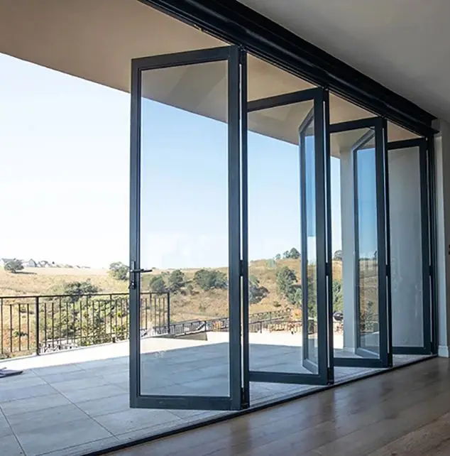 

Aluminium Sliding Folding Doors Double Tempered Glass Doors Aluminium Bi Fold Garage Exterior Bifold Doors