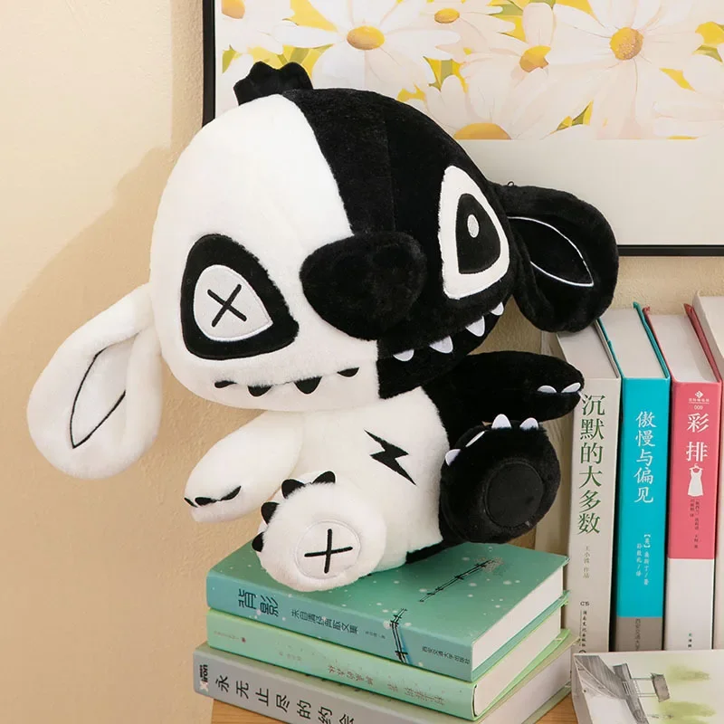 MINISO Dark Ghost Stitch Doll Plush Toy Black and White Elf Pillow Stitch Rag Doll Gift