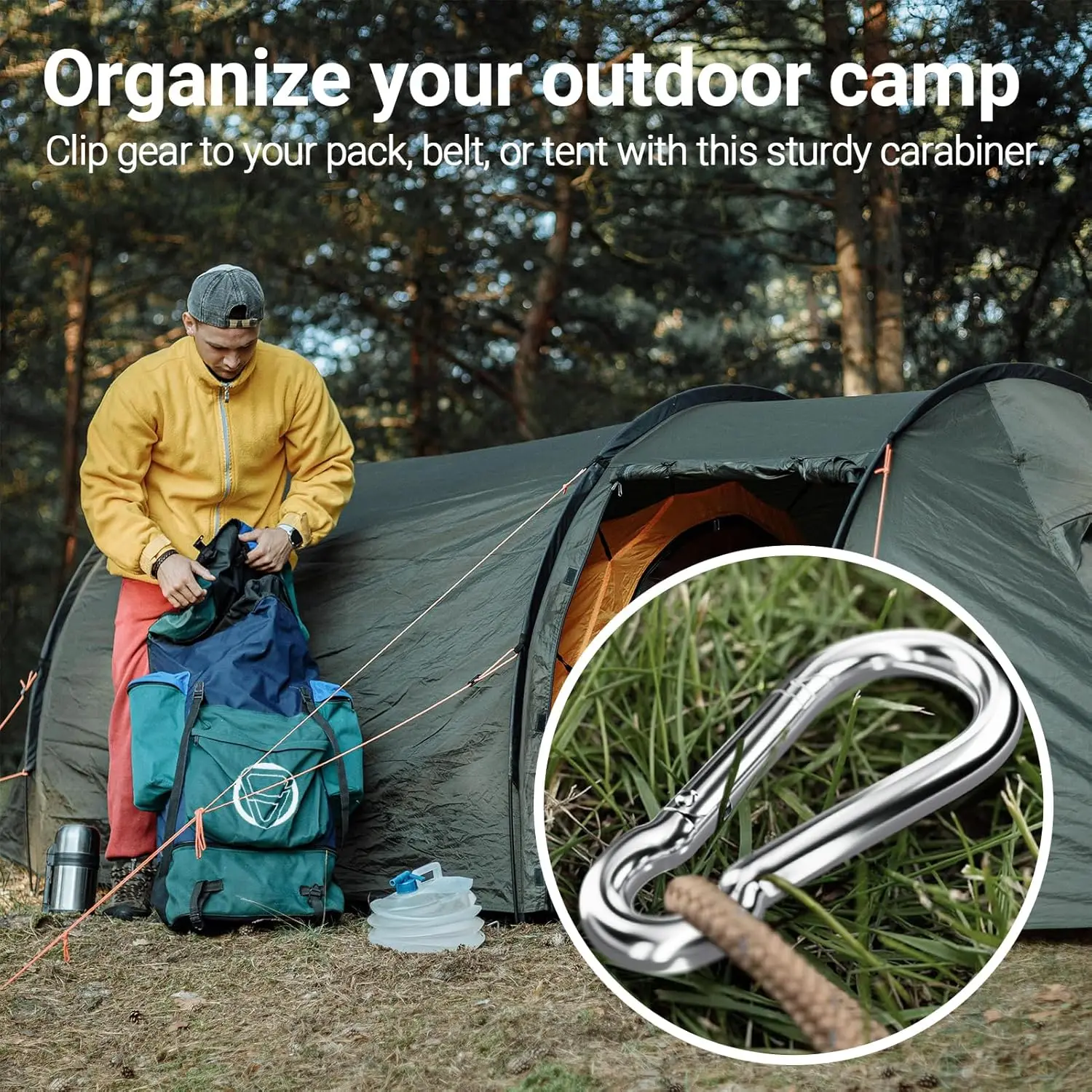 6 Stück Edelstahl-Karabinerhaken M4 M5 M6 Multifunktionale Hochleistungs-Schnellverschluss-Verbindungsringe für Camping und Wandern – Detail 9