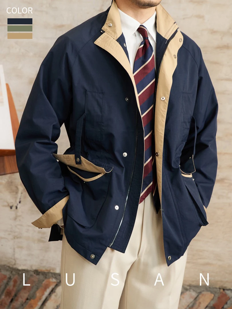 Gentry Multi-Pocket Drawstring Waist Retro Hunting Jacket M65 Casual Collar Jacket Trendy Men