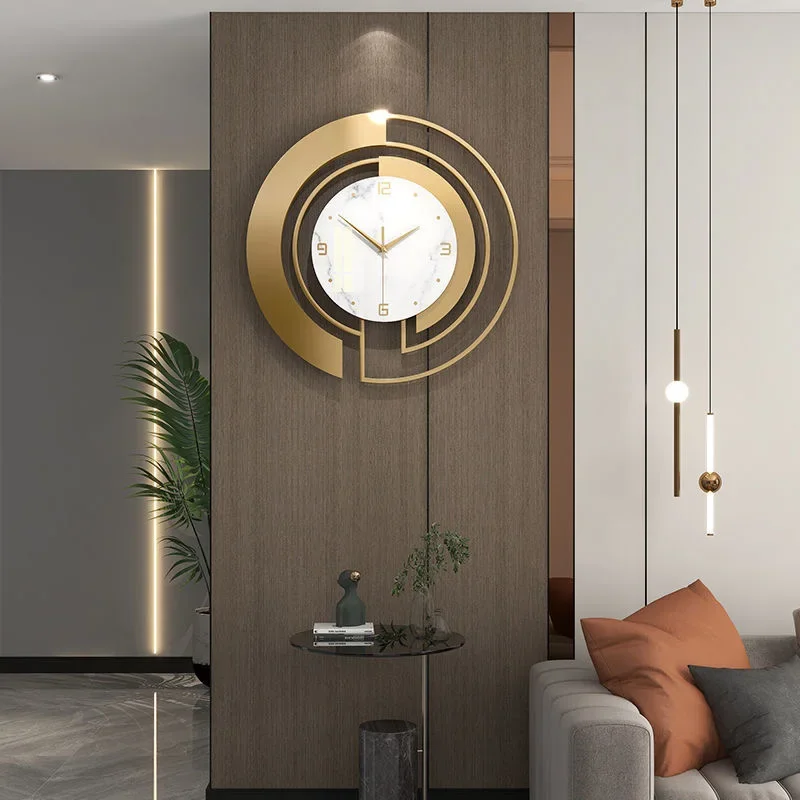 

-45 High gloss glass FuZhou metal decoration living room wall clock creative simple modern silent hanging Quartz watch for sale
