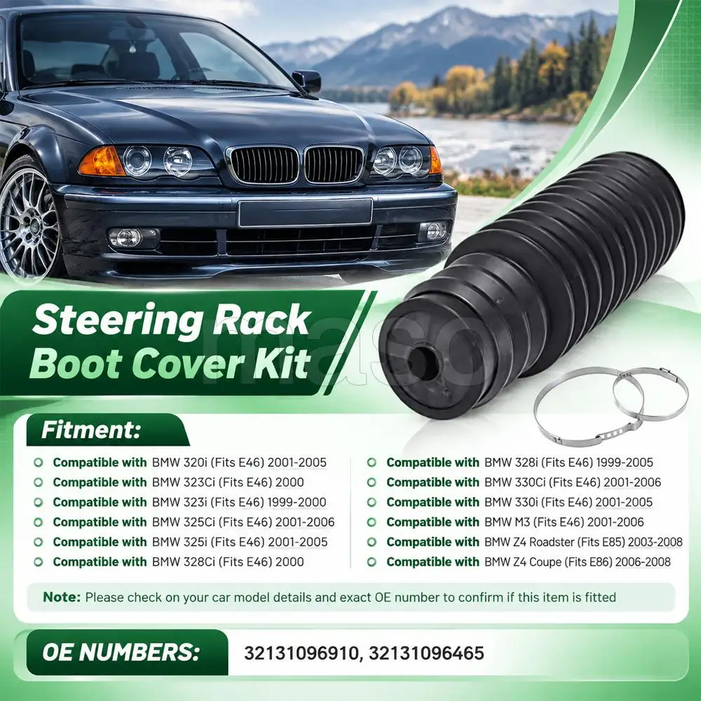 Steering Rack Boot Cover Kit 32131096910 32131096465 For BMW 320i 323Ci 323i 325Ci 325i 328Ci 330Ci 330i E46 Car Accessories