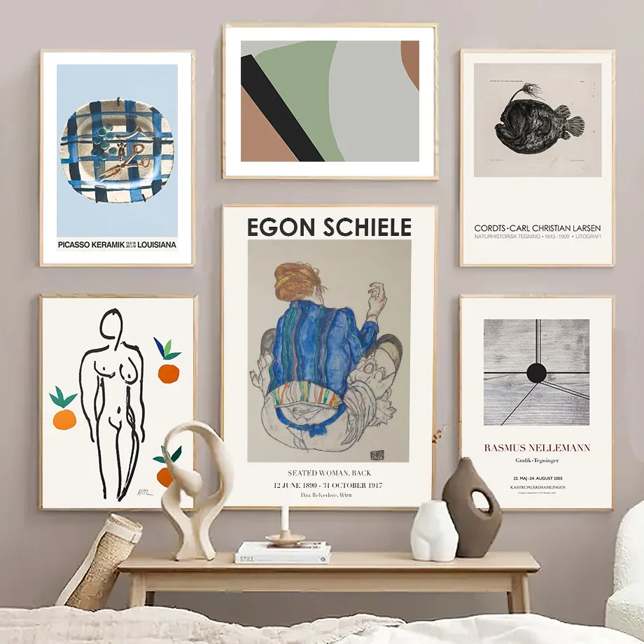 Picasso Matisse Egon Schiele Nude Fish Vintage Posters And Prints Wall Art Canvas Painting For Living Room Decorative Pictures
