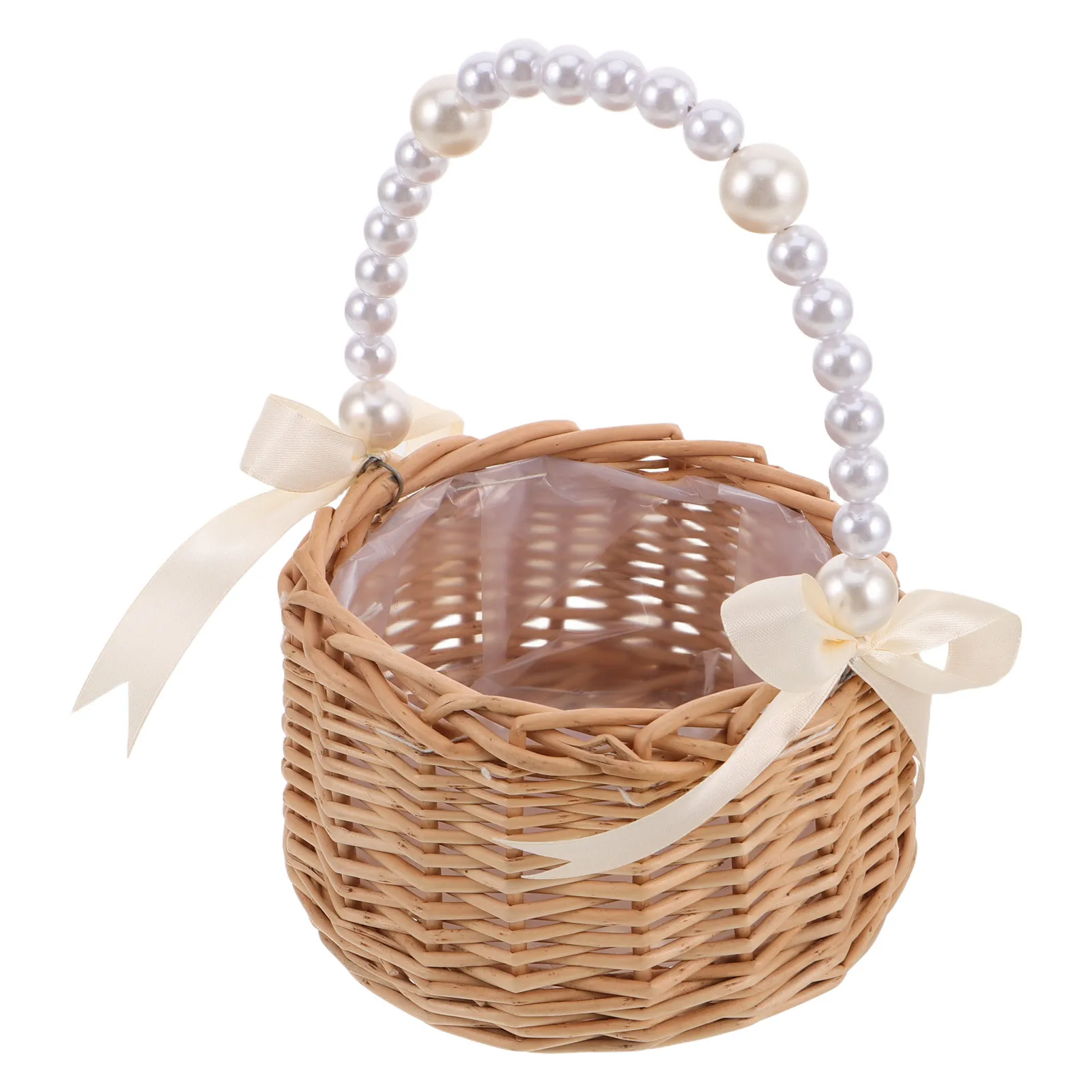 

Flower Baskets Handwoven Boho Wedding Rustic Petal Holder With Handle Small Wicker Ceremony Decorative Floral