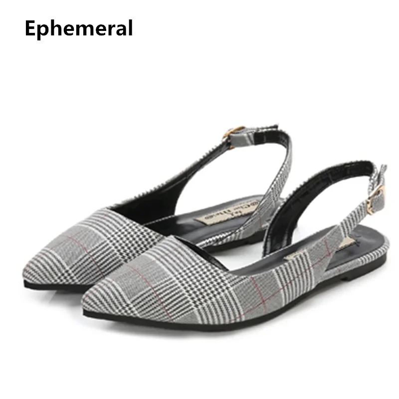 Sandalias planas con correa trasera para mujer, zapatos de vestir de verano con parches puntiagudos, color rosa y negro, calzado extremo de talla grande 34-48 para pie ancho