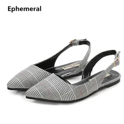 Woman Back Strap Sandals Flats Pointy Patch Colors Summer Dress Shoes Pink Black Extreme Plus Size 34-48 Footwear For Wide Foot