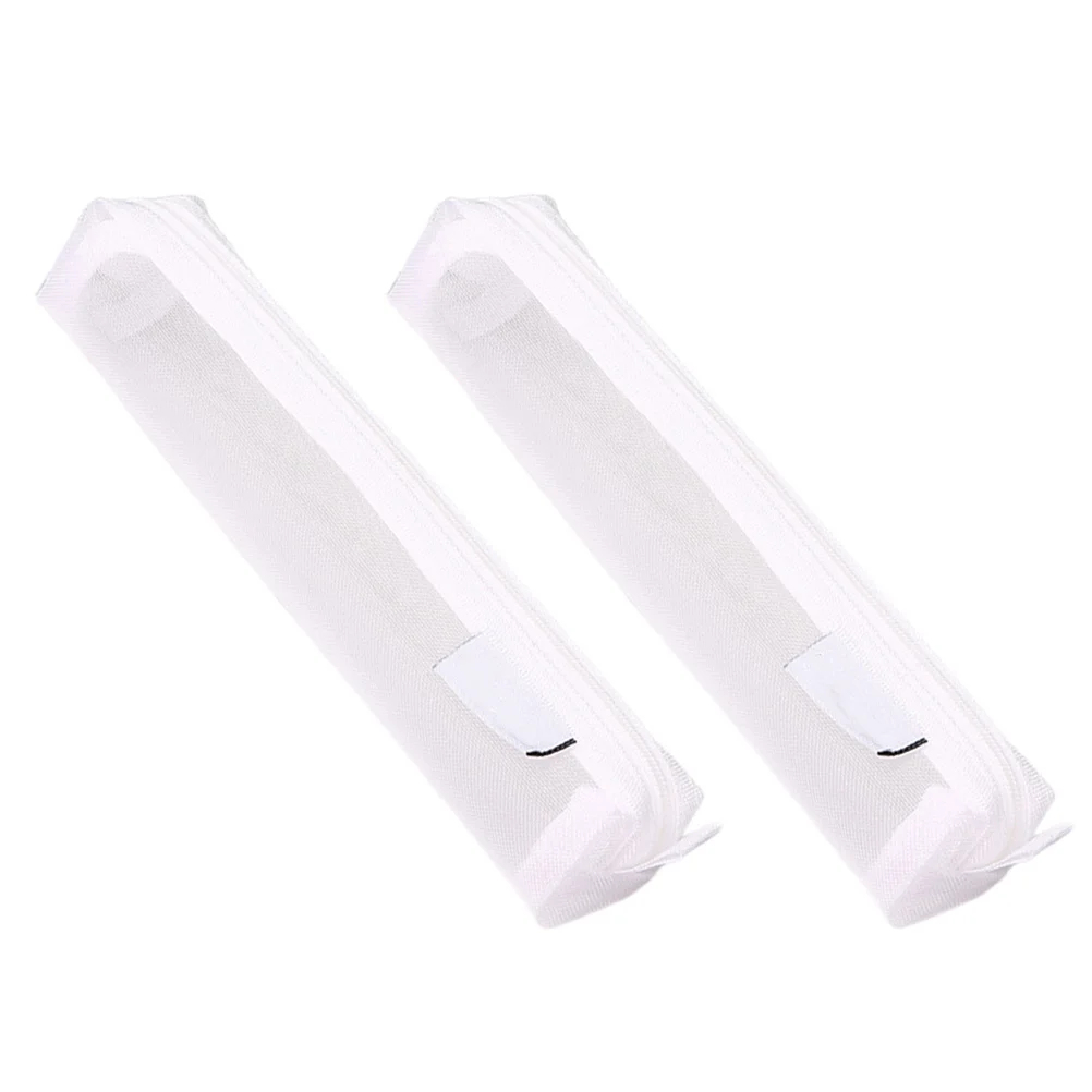 

2 Pcs Exam Pen Bag Pencil Mesh Pouch Transparent Stationery Nylon Storage Student Small
