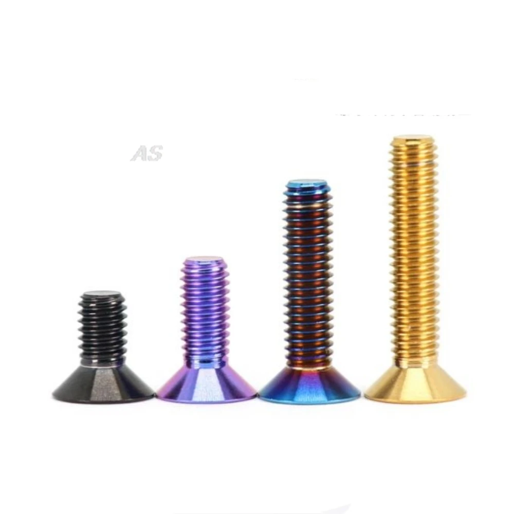 1pcs/lot TC4 Titanium Alloy Countersunk Head Socket Cap Screw M3 M4 M5 M6 Flat Hex Coutersunk Head Screw for Motorcycle Bicycle