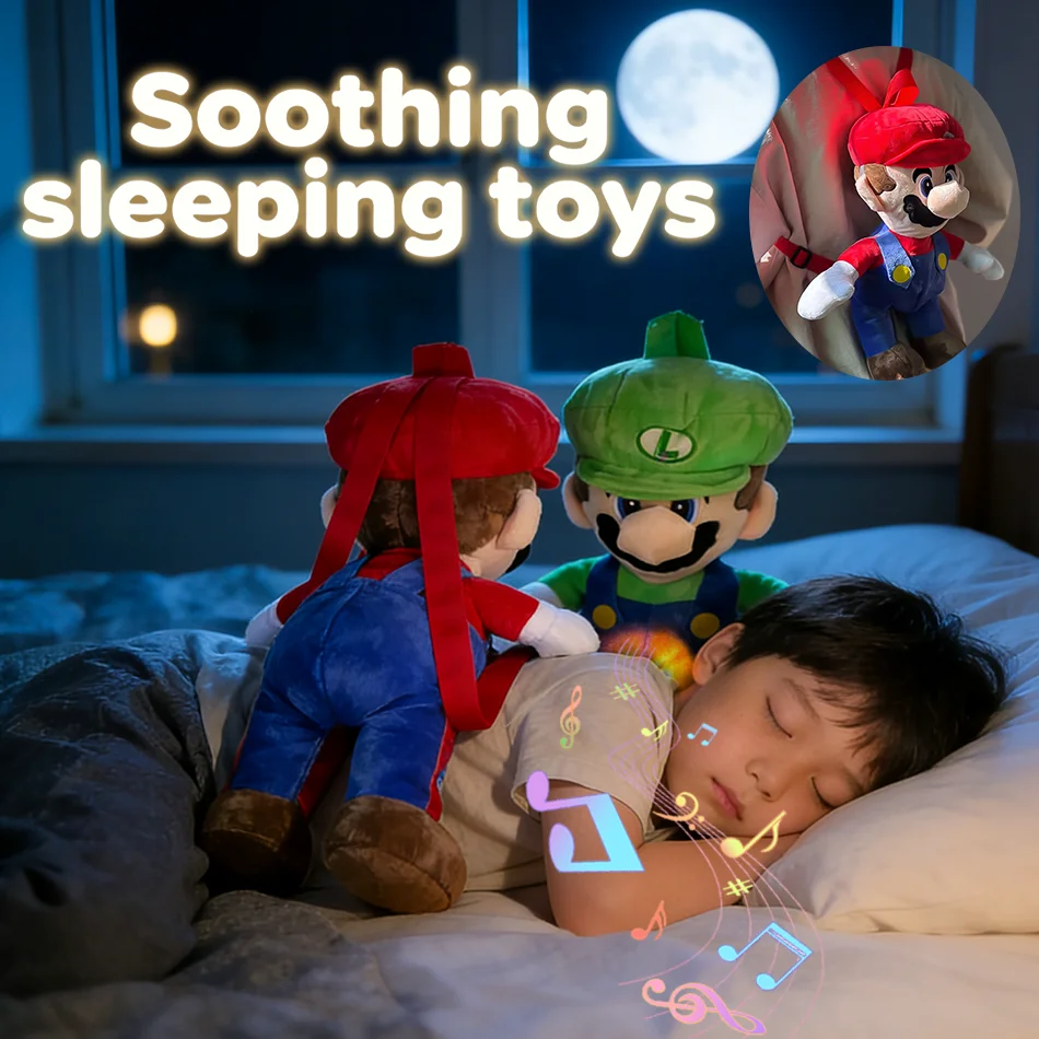 

Breath Mario Soothes Plush Toy for Kids Soft Soothing Mario Plushies Comforting Mario Toy Baby Music Light Sleep comfort toy