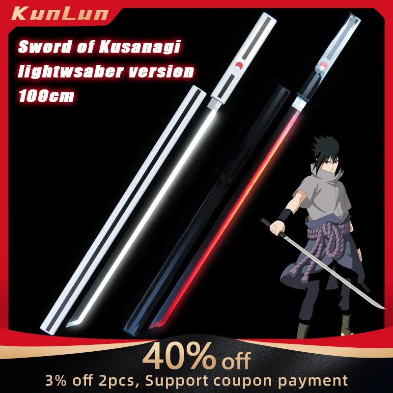 

100CM Naruto 1:1 Cosplay Uchiha Sasuke Lightsaber Sword of Kusanagi ABS Led Weapon Comic Exhibition Props Collectible Toys Boys