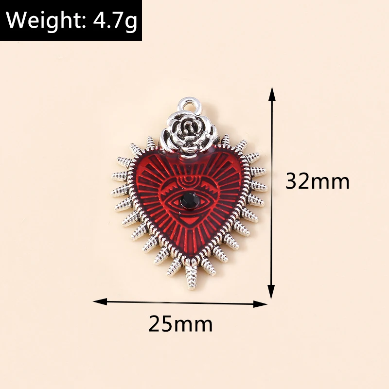 4 Stück Punk Totenkopf Schwert Kreuz Charms Legierung Metall Vintage Gothic Vampir Herz Anhänger für DIY Armbänder Halsketten Schmuckherstellung – Detail 16