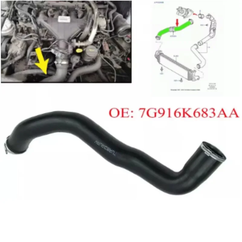 1pc FOR FORD MONDEO MK4 2.0 TDCI INTERCOOLER TURBO HOSE PIPE 7G916K683AA Hoses & Clamps Car Accessories