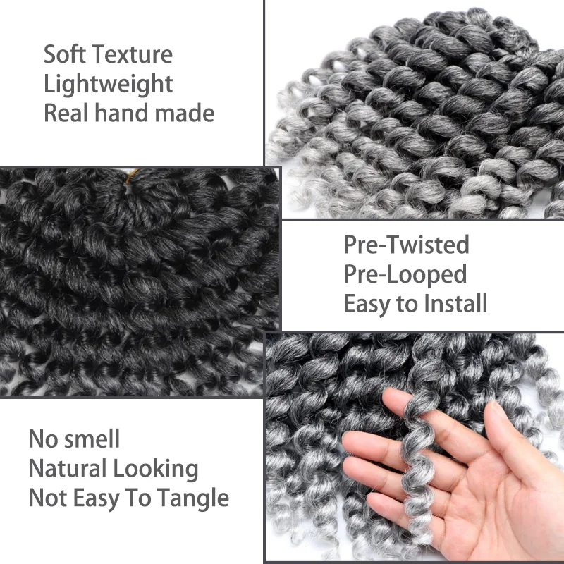 Синтетическая палочка для завивки волос, вязанные крючком, 8 дюймов, 48 корней, ямайские вязанные крючком волосы, Т-серые вязанные крючком волосы, вьющиеся вязанные крючком волосы