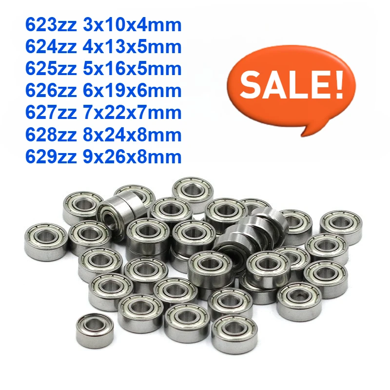10pcs | 20pcs Miniature Bearings 623 624 625 626 627 628 629ZZ Deep Groove Ball bearings Carbon Steel Bearing Steel
