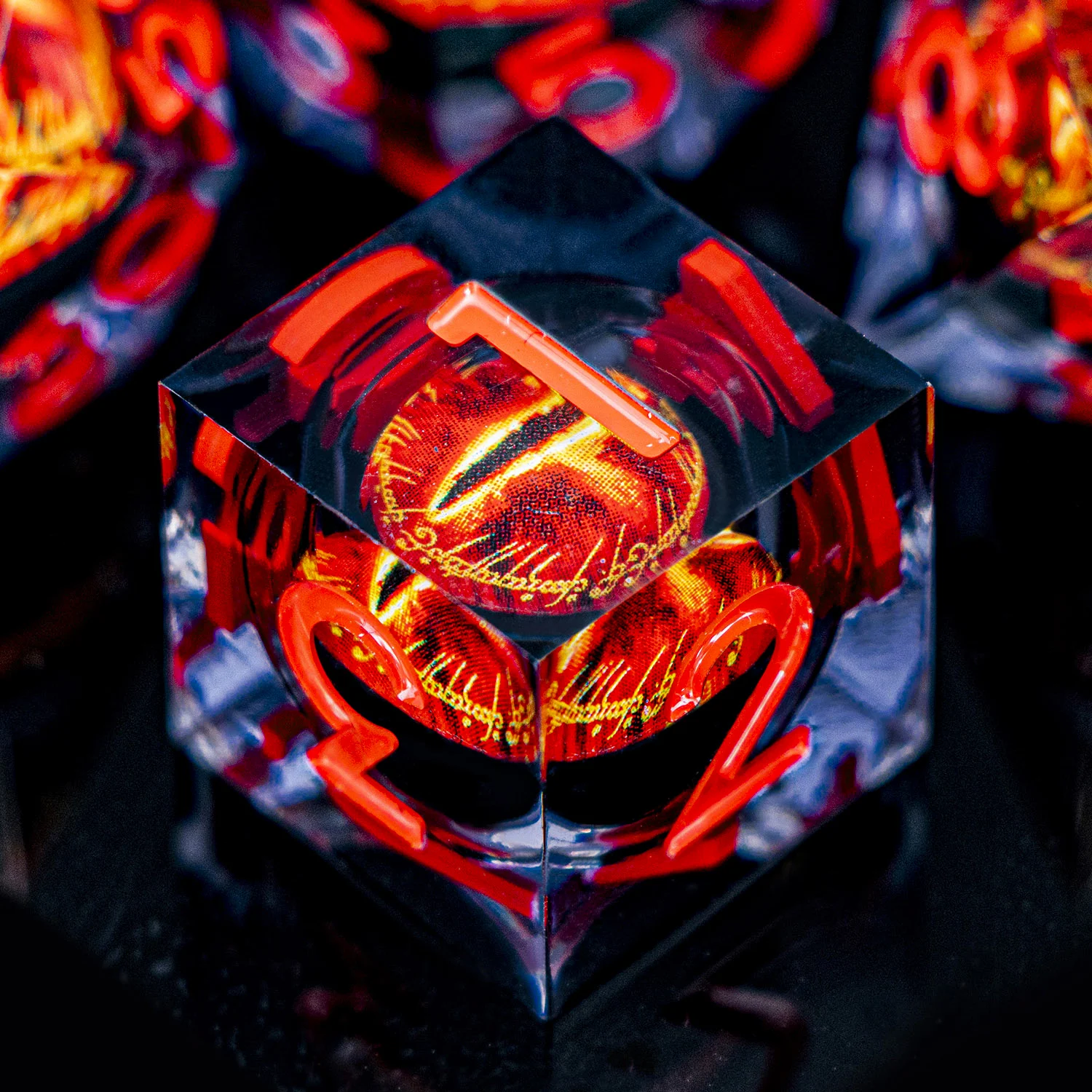 7 قطعة تدفق السائل الأساسية عين Sauron D20 Dnd حافة حادة الراتنج مجموعة نرد D و D الزنزانة والتنين لعب الأدوار ألعاب D & D النرد