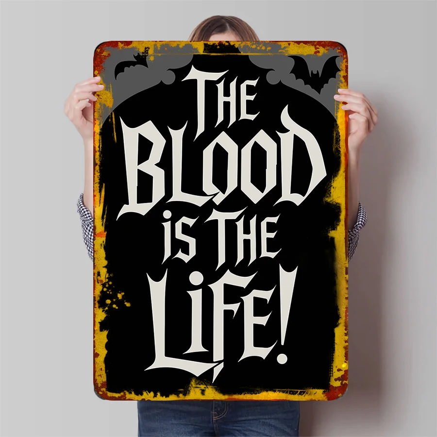 Arte de cita de vampiro The Blood is The Life Tipografía gótica Decoración de Halloween Impresión de pared de terror