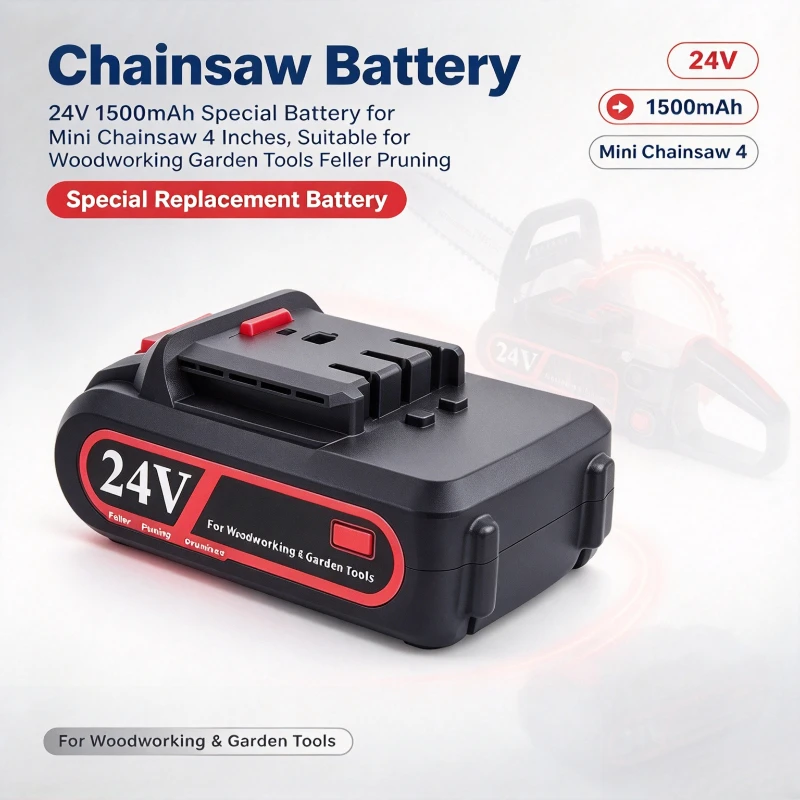 24V 1500mAh Chainsaw Battery Special Battery for Mini Chainsaw 4 Inches Suitable for Woodworking Garden Tools Feller Pruning