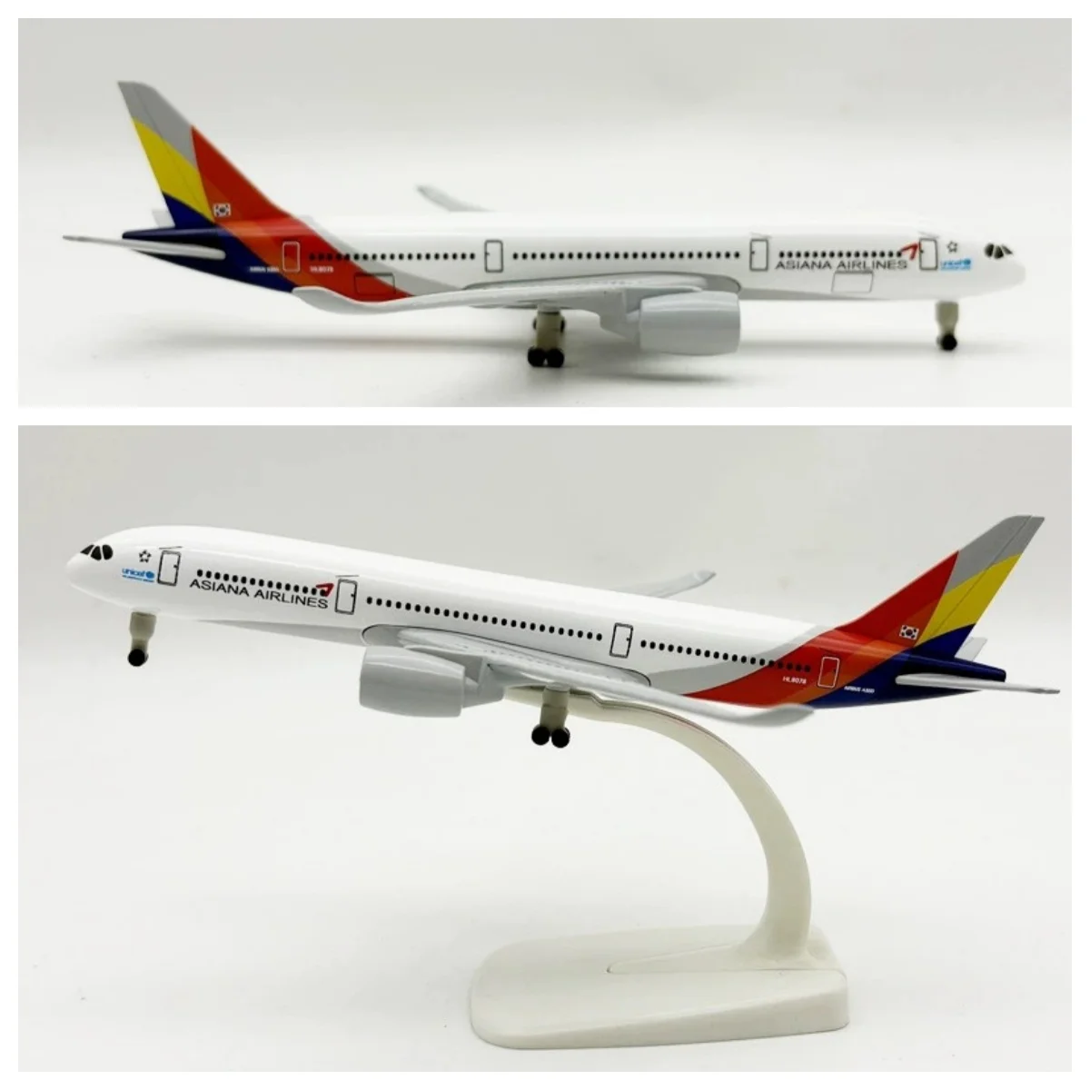 20cm Asiana Airlines A350 Plane Model Aircraft Diecast Metal 1/300 Scale Airplane With Wheel & Base Souvenir Hobby Collection Gi