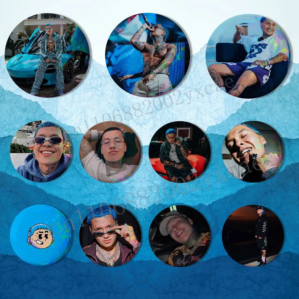 

cool Latin artist Blessd Laser reflective round badges pins bag clothing decorations collectibles gifts for friends