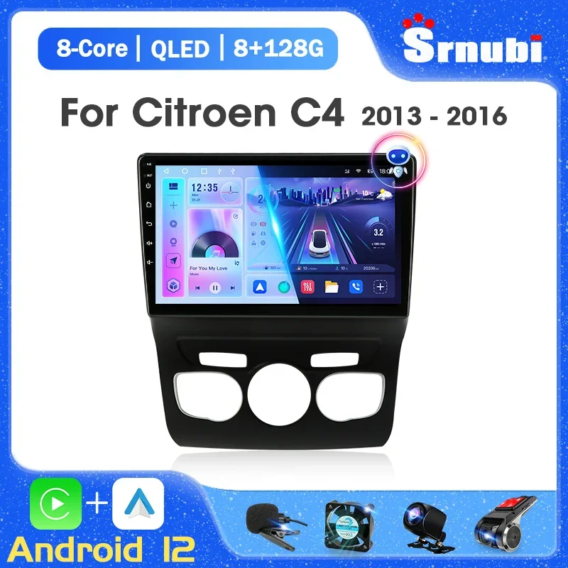 

2 Din Android 12 Car Radio for Citroen C4 2 B7 2013 2014 2015 2016 Multimedia Video Player GPS Navigation 4G Carplay Auto QLED